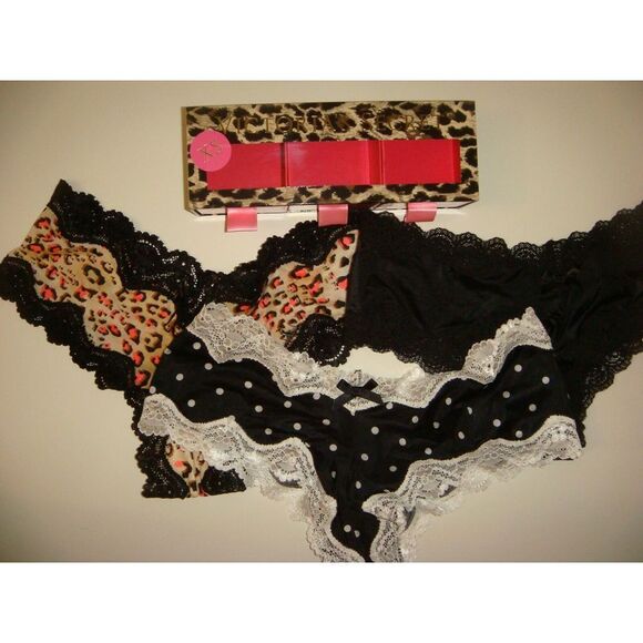 Victoria's Secret Other - Victoria's Secret XS cheeky panty GIFT box Black White Animal Print Polka Dot